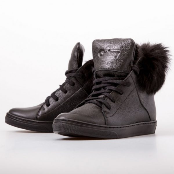 Black Lace Up Furry Boots