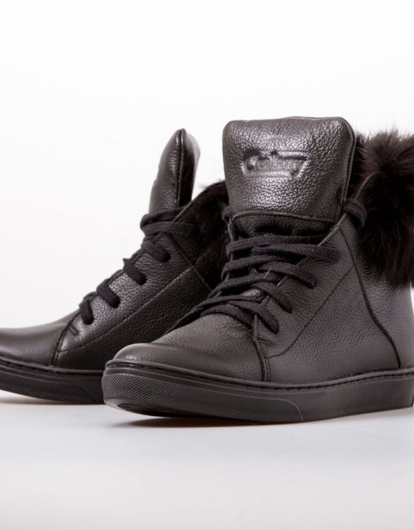 Black Lace Up Furry Boots