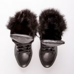 Black Lace Up Furry Boots