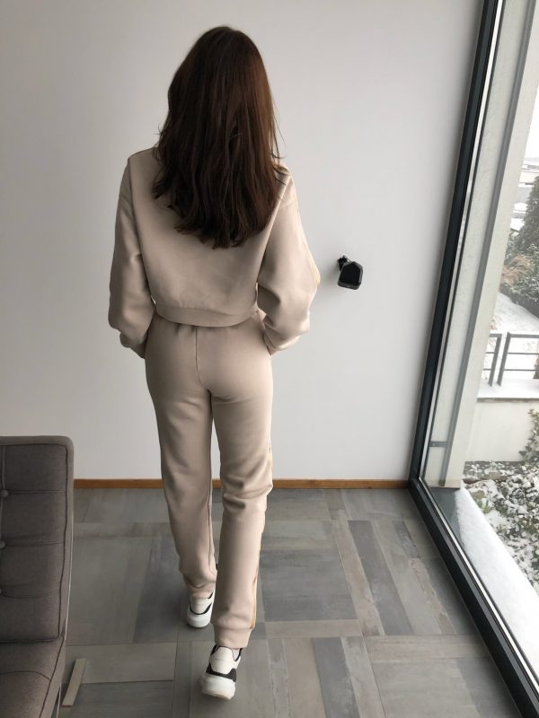 dámska béžová tepláková súprava basic stripe beige