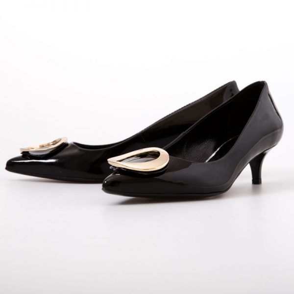 Black with Ring Desing Midi Heels CHALANY