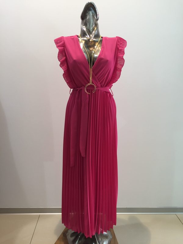Šaty ružové s plisovanou sukňou