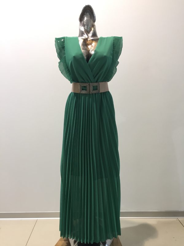 Šaty zelené s plisovanou sukňou