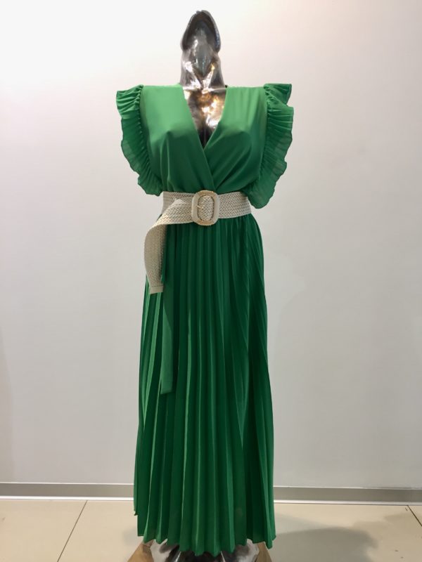 Šaty zelené L+ s plisovanou sukňou