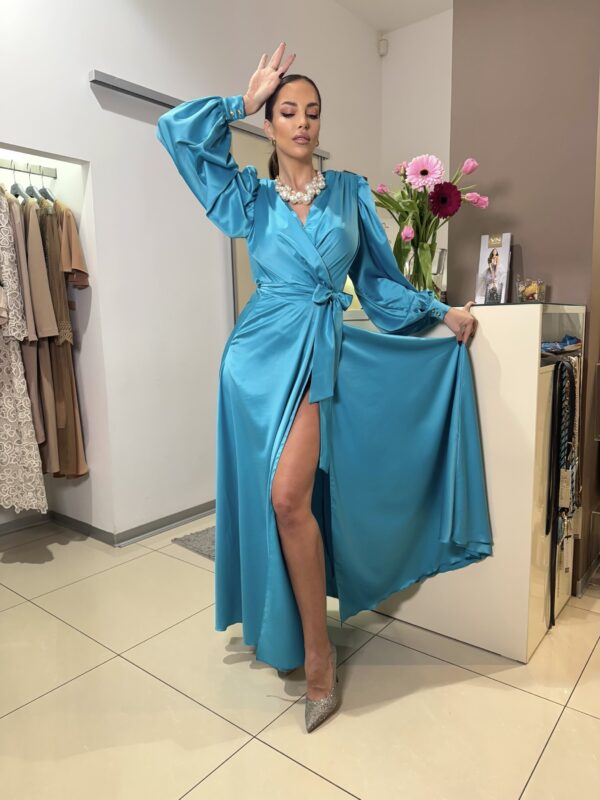 Šaty PLANET II azúrové modré dlhé