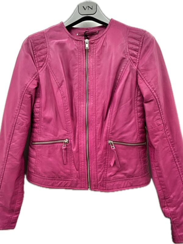 Ružová kožená bunda