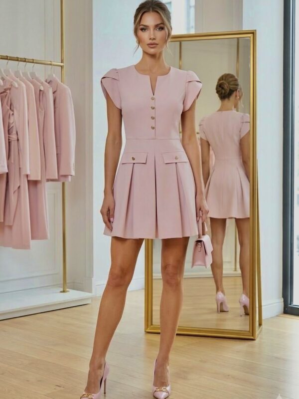 Šaty svetložlté s krátkym preloženým rukávom