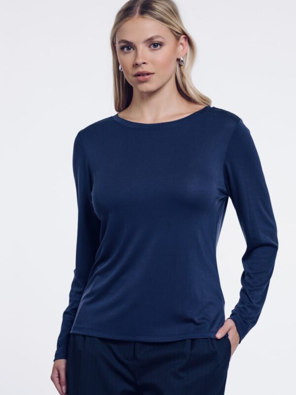 Top tmavomodrý basic prirodný Tencel
